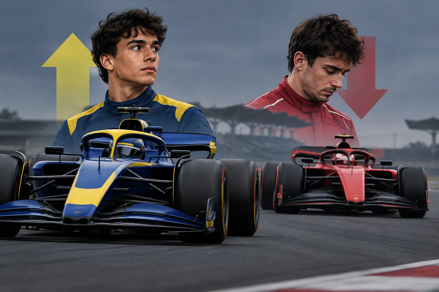 Conceptual AI-generated editorial motorsport illustration; not a documentary photograph or evidence that a pictured event, meeting or transfer occurred.