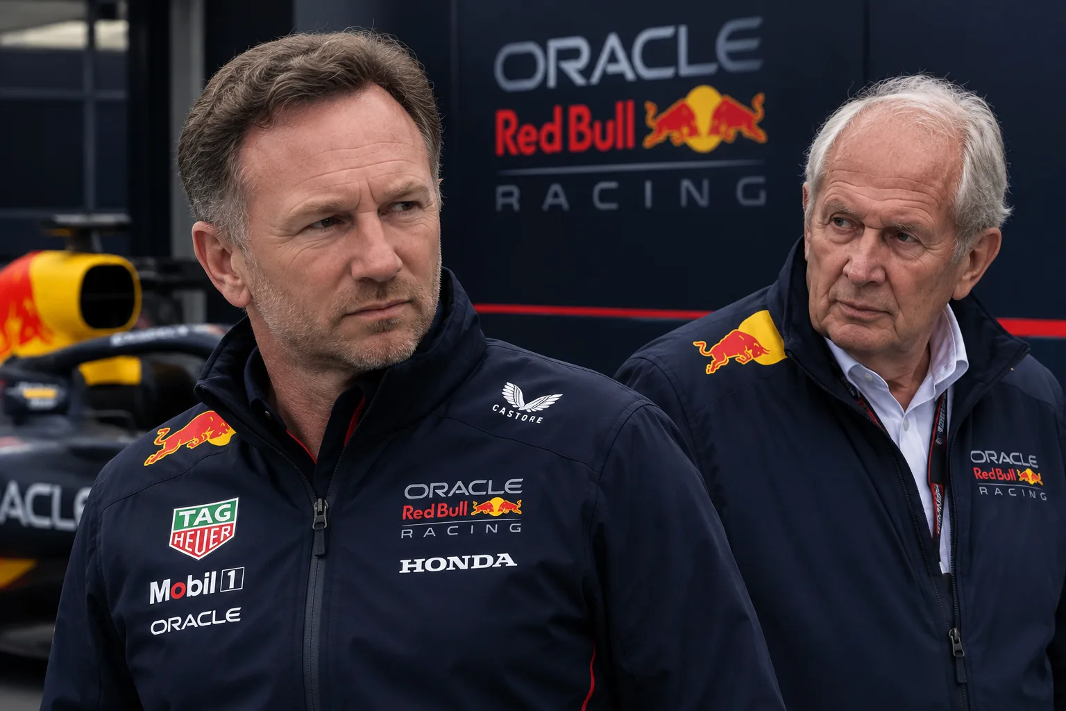 Conceptual AI-generated editorial motorsport illustration; not a documentary photograph or evidence that a pictured event, meeting or transfer occurred.