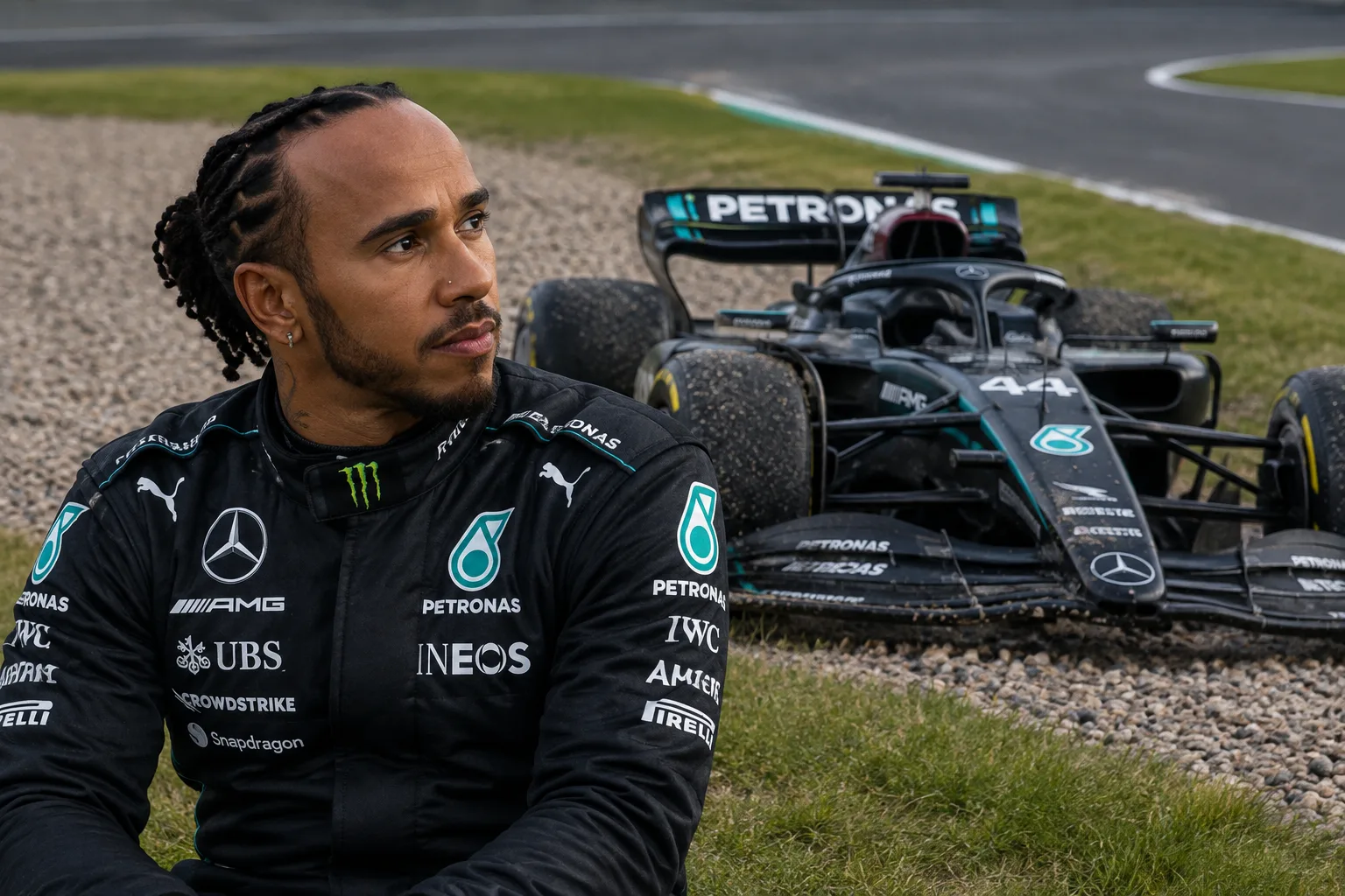 Conceptual AI-generated editorial motorsport illustration; not a documentary photograph or evidence that a pictured event, meeting or transfer occurred.