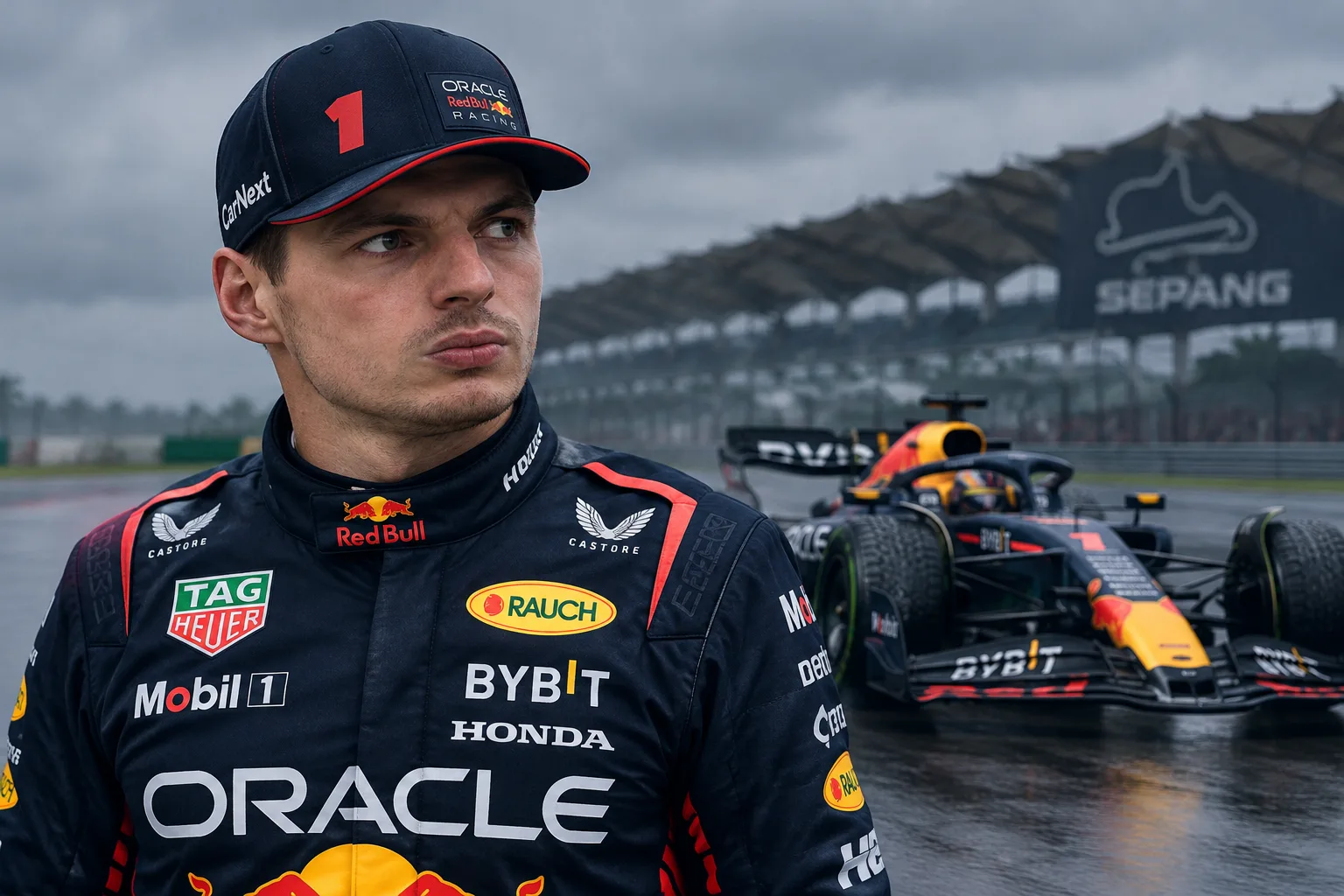 Conceptual AI-generated editorial motorsport illustration; not a documentary photograph or evidence that a pictured event, meeting or transfer occurred.