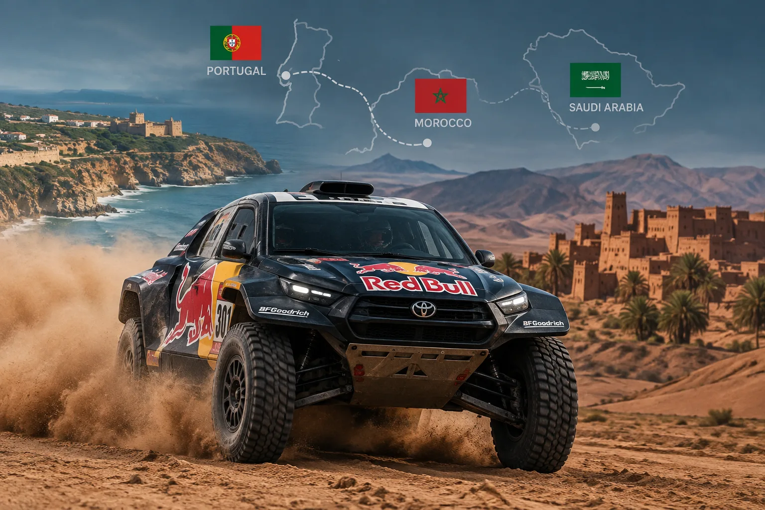 Conceptual AI-generated editorial motorsport illustration; not a documentary photograph or evidence that a pictured event, meeting or transfer occurred.