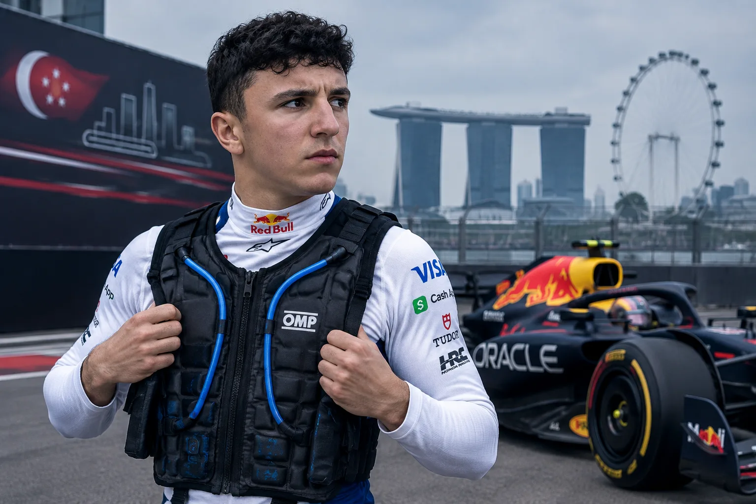Conceptual AI-generated editorial motorsport illustration; not a documentary photograph or evidence that a pictured event, meeting or transfer occurred.