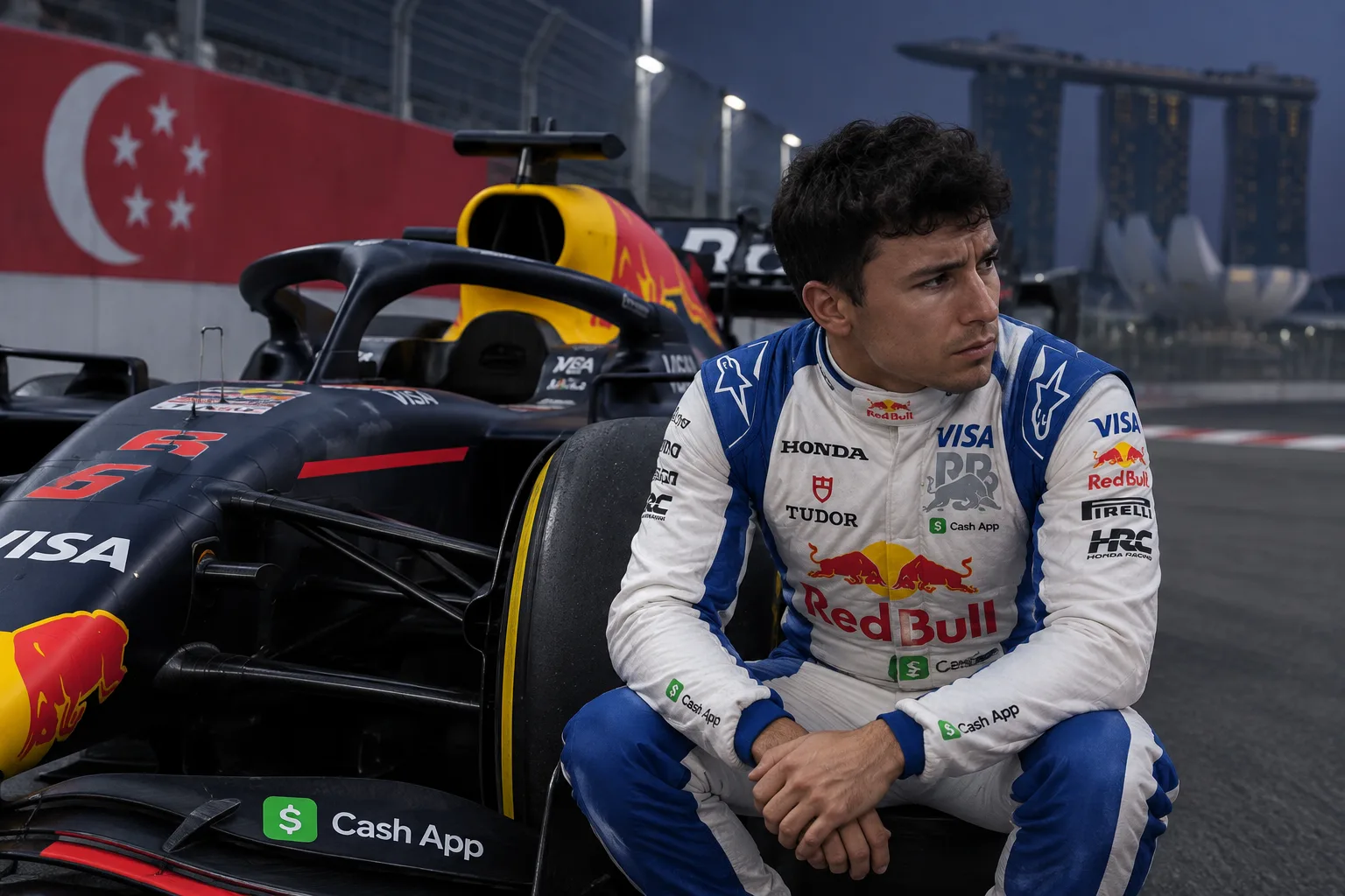 Conceptual AI-generated editorial motorsport illustration; not a documentary photograph or evidence that a pictured event, meeting or transfer occurred.